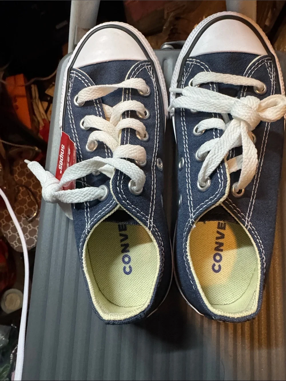 Converse Kids Navy Canvas Low-Top Sneakers with White Accents
